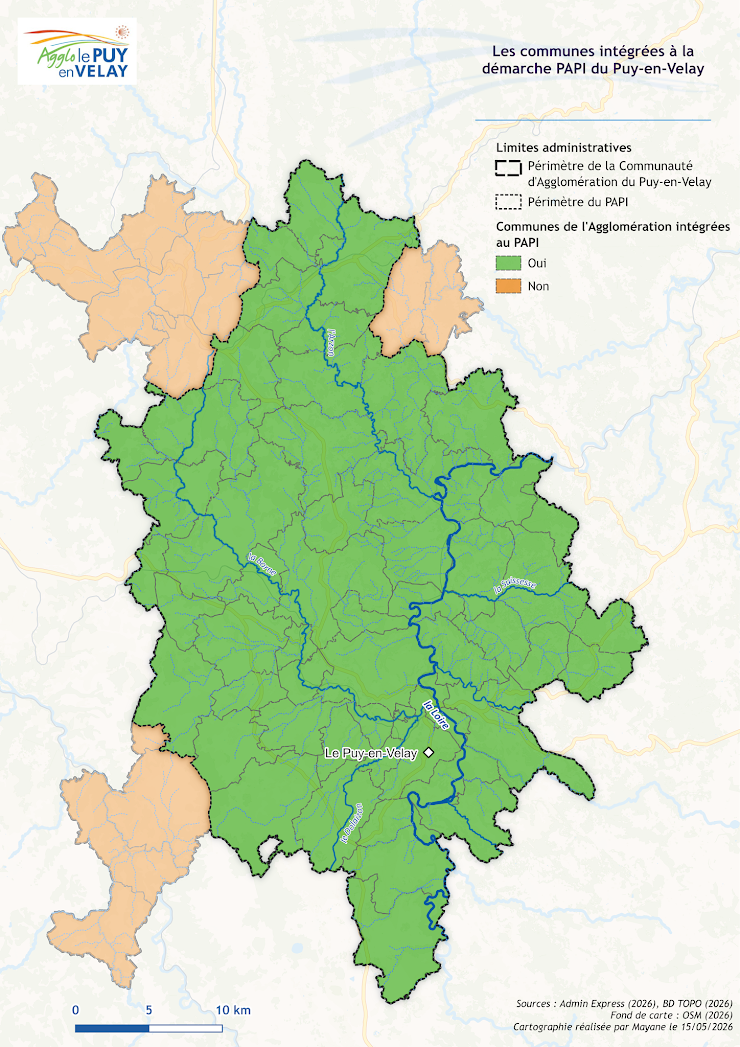 Carte du périmètre PAPI du Puy-en-Velay